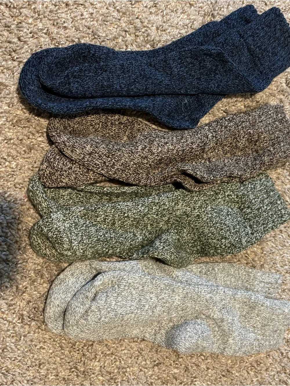 Cozy Men's Crew Socks - Blue, Brown, Green, Gray - Pack of 4